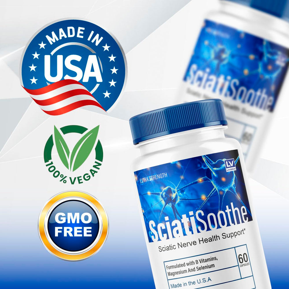 Bottles with SciatiSoothe ingredients label