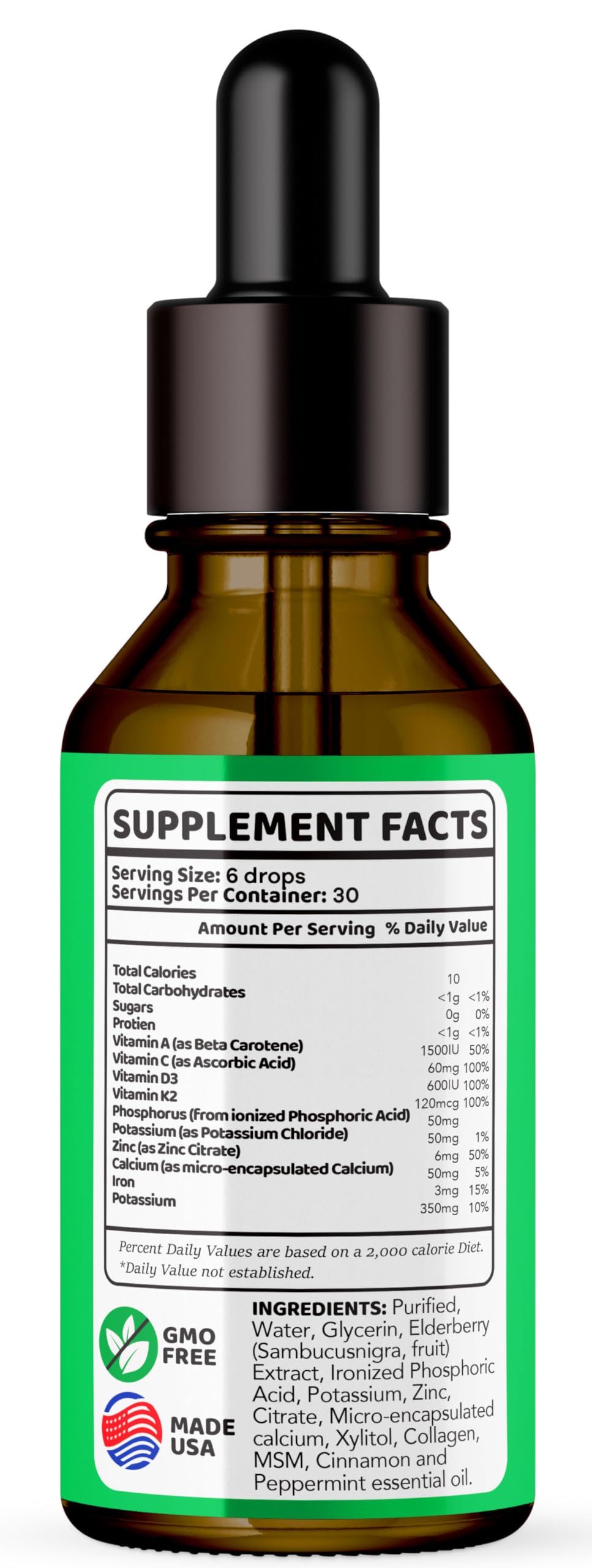 USA-made production label for Dentitox Drops