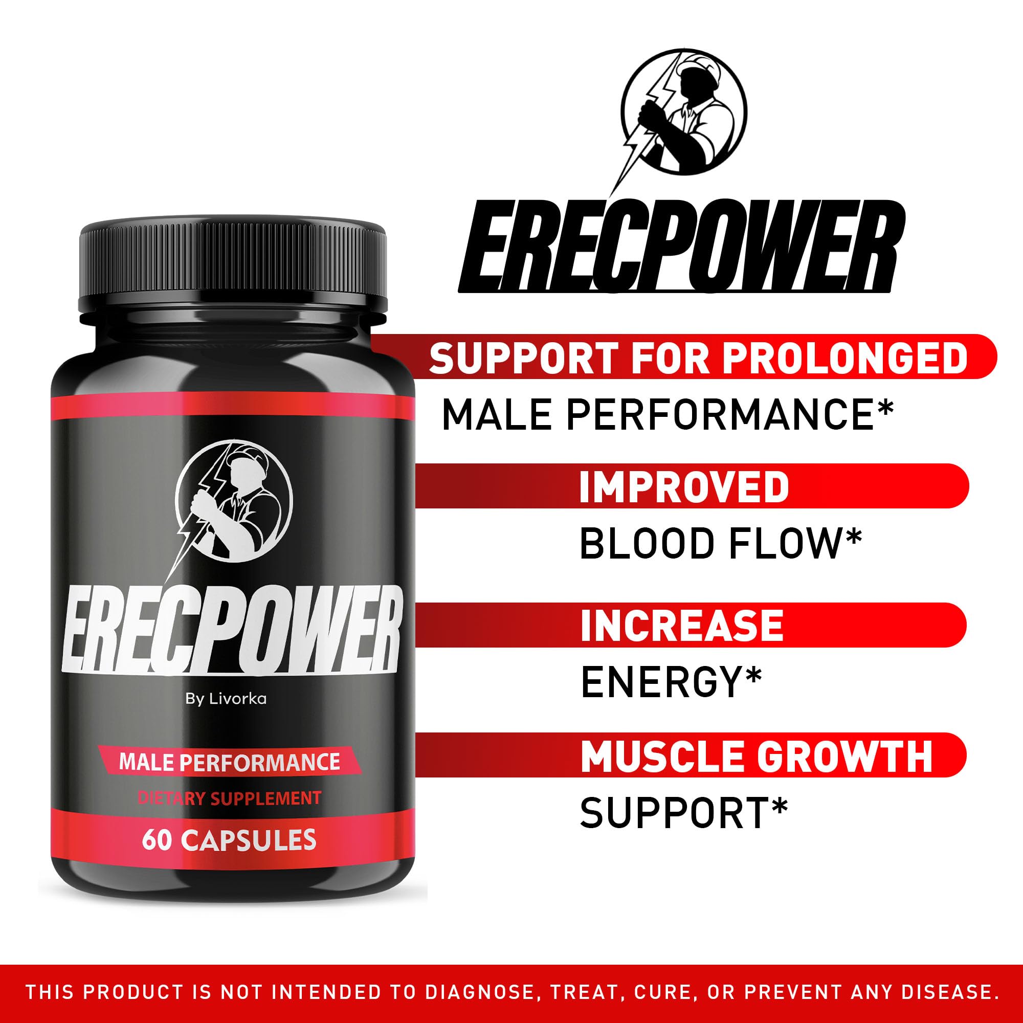 Erecpower bottle stacked with five-pack for 5-month supply