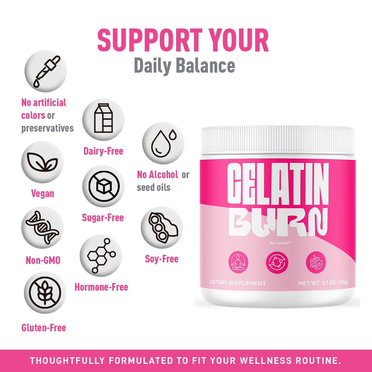 LIVORKA GelatinBurn powder being measured for daily use.
