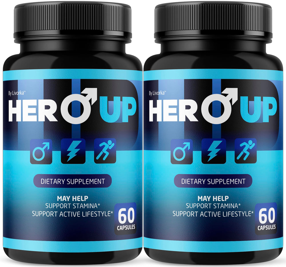 LIVORKA Hero Up bottle front showing trusted energy support formula for daily vitality.