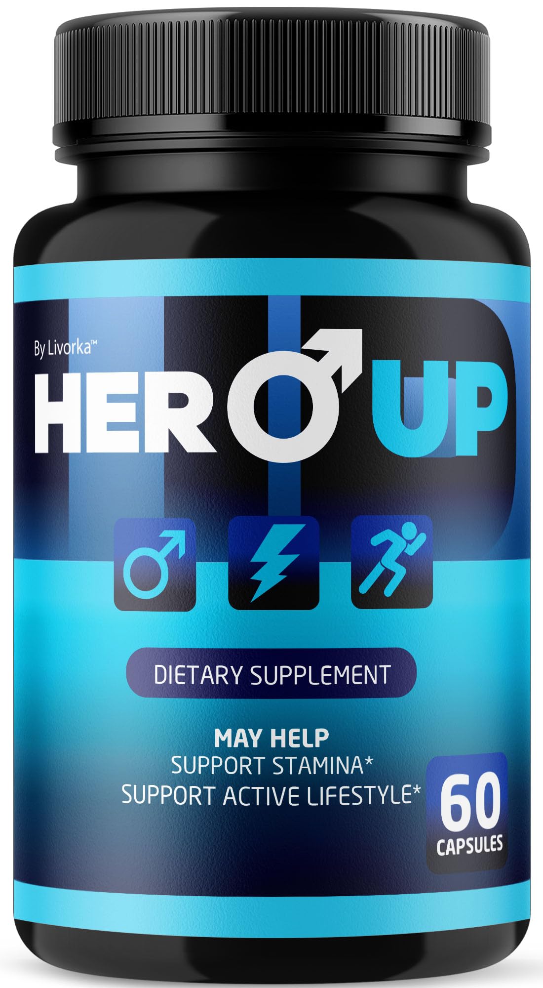Front label of LIVORKA Hero Up Capsules bottle