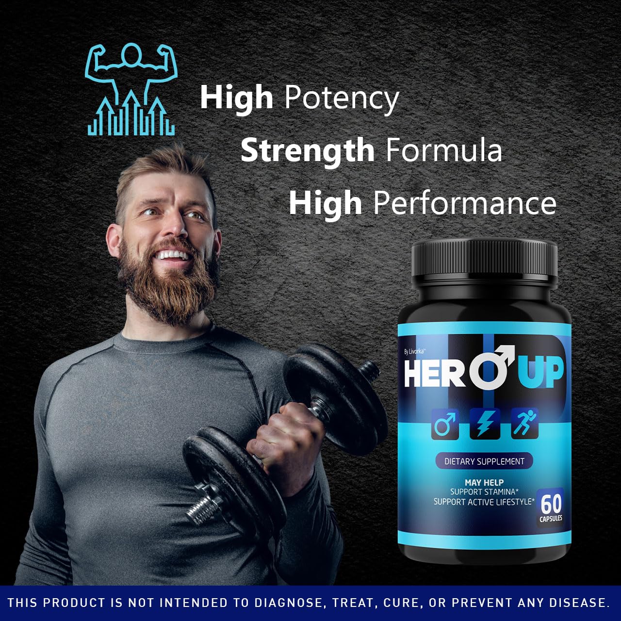 Hero Up label showing US-made and GMP-Certified information