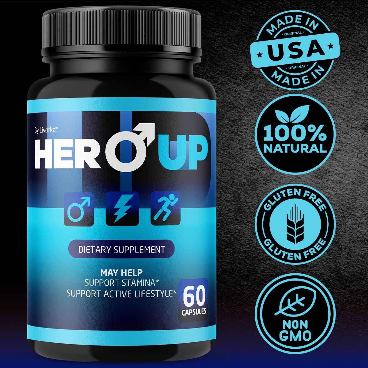 Serving size and dosage details on Hero Up label