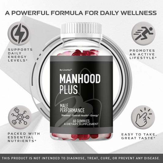 LIVORKA Manhood Plus gummies bottle showing 2-pack