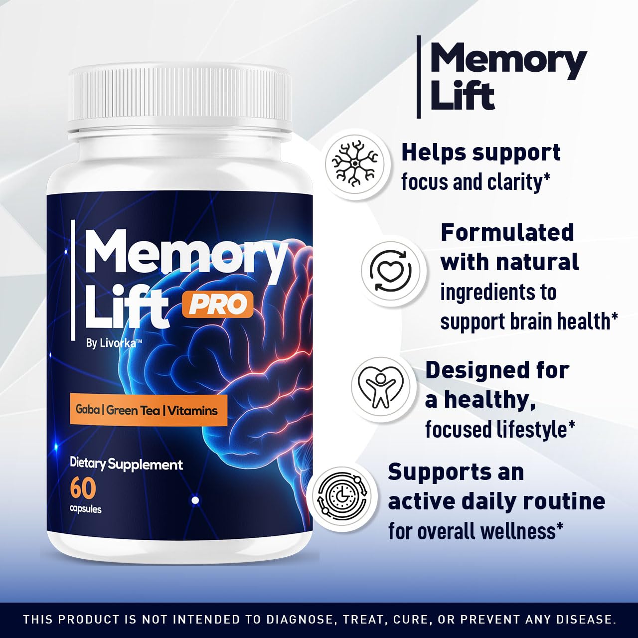 LIVORKA Memory Lift Pro capsules arranged for easy daily use.