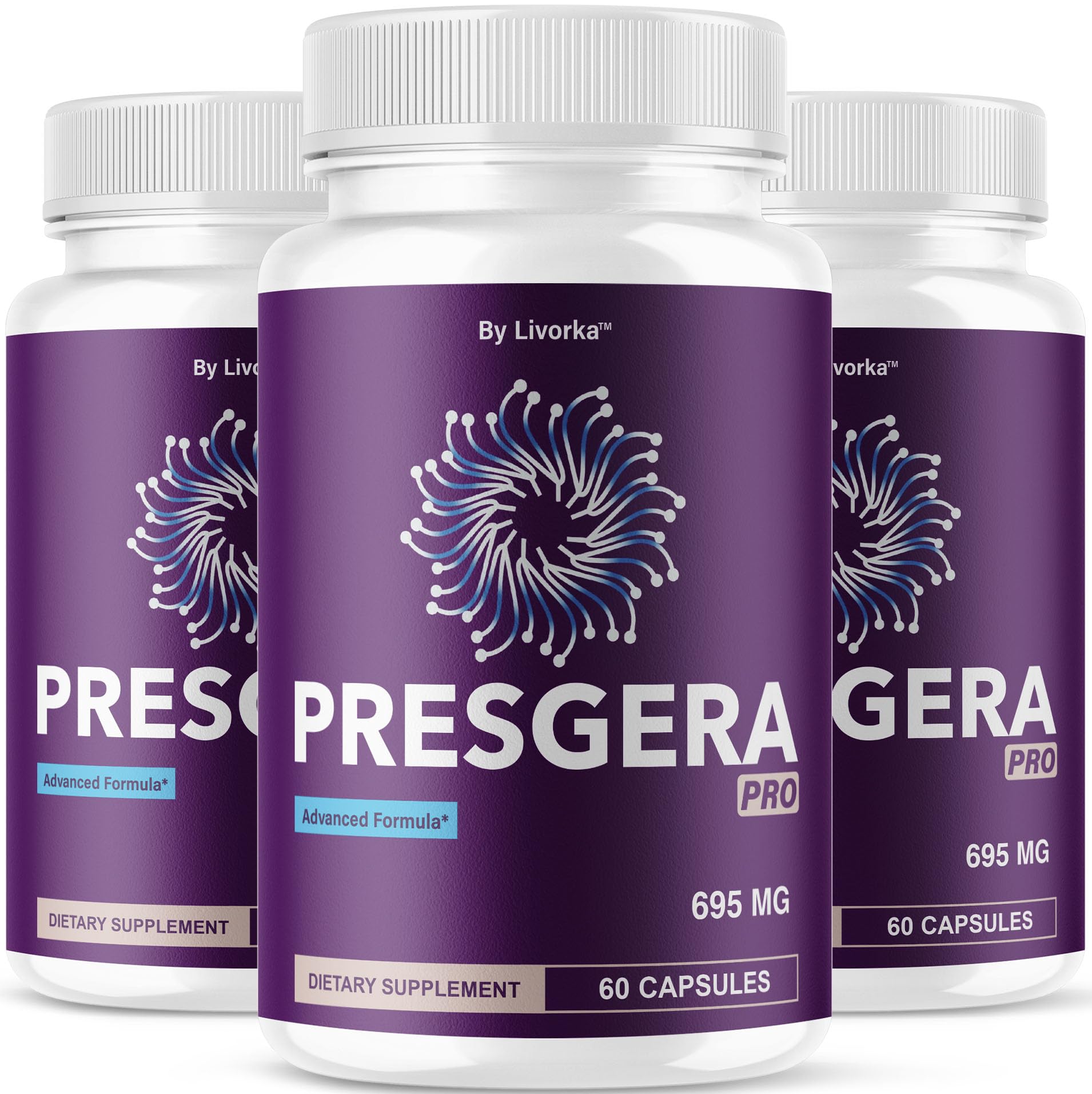 LIVORKA Presgera Pro bottle front view suggesting daily nerve support potential