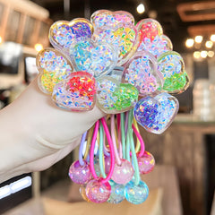 LIYAZHIL 12pcs ball charm hair ties in pink secure ponytails with a gentle hold.