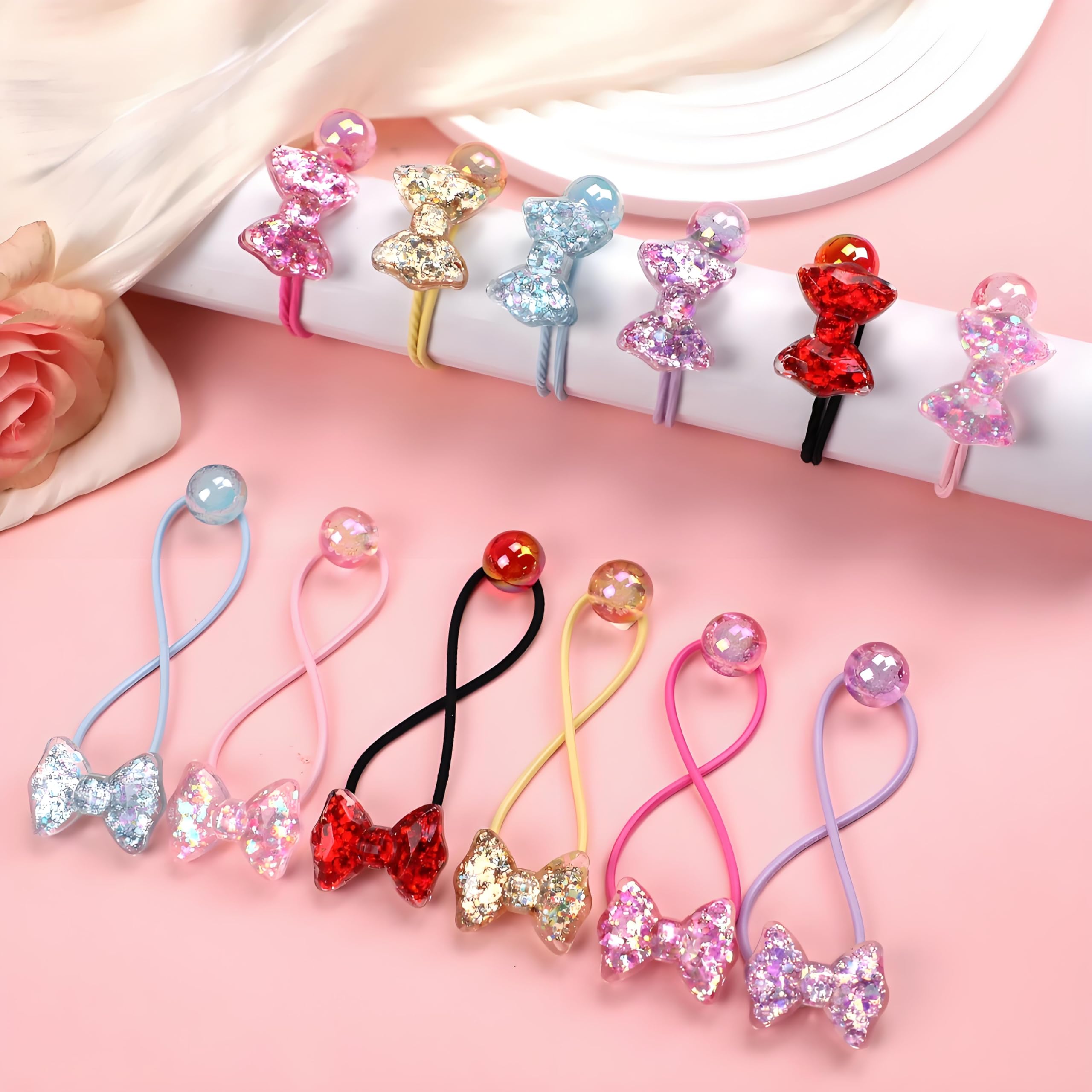 LIYAZHIL ball charm ties on a ponytail demonstrate quick styling and removal