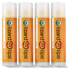 Lizard Lips Citrus lip balm tube offering lasting hydration for sunny days.