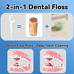 Close-up of the floss material on a floss pick