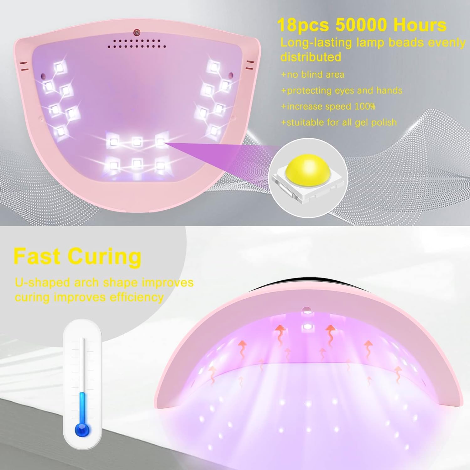LKE UV Nail Lamp LCD display panel enables precise timer control.