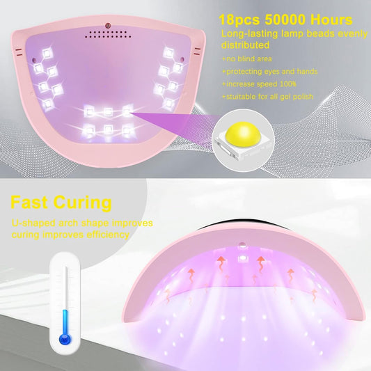LKE UV Nail Lamp LCD display panel enables precise timer control.