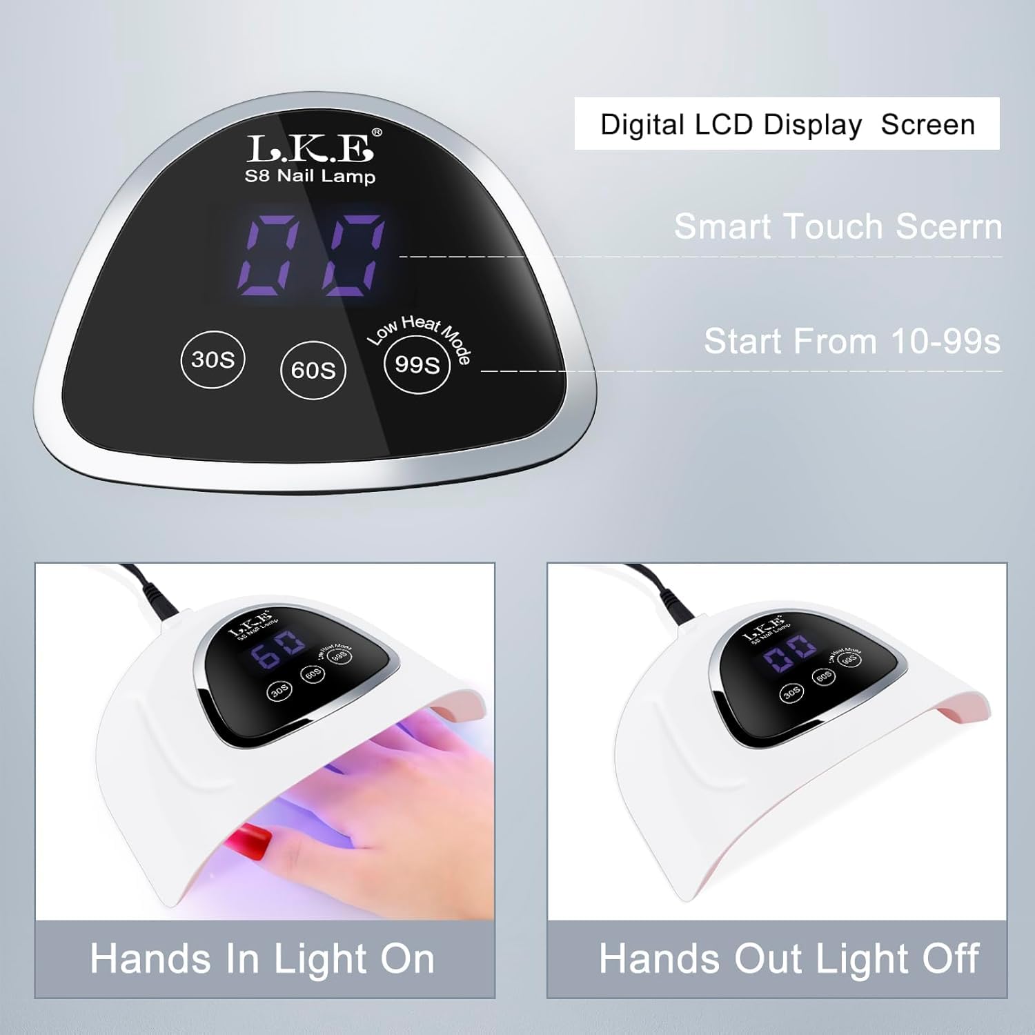 LKE UV Nail Lamp includes adapter for easy setup and reliable power.