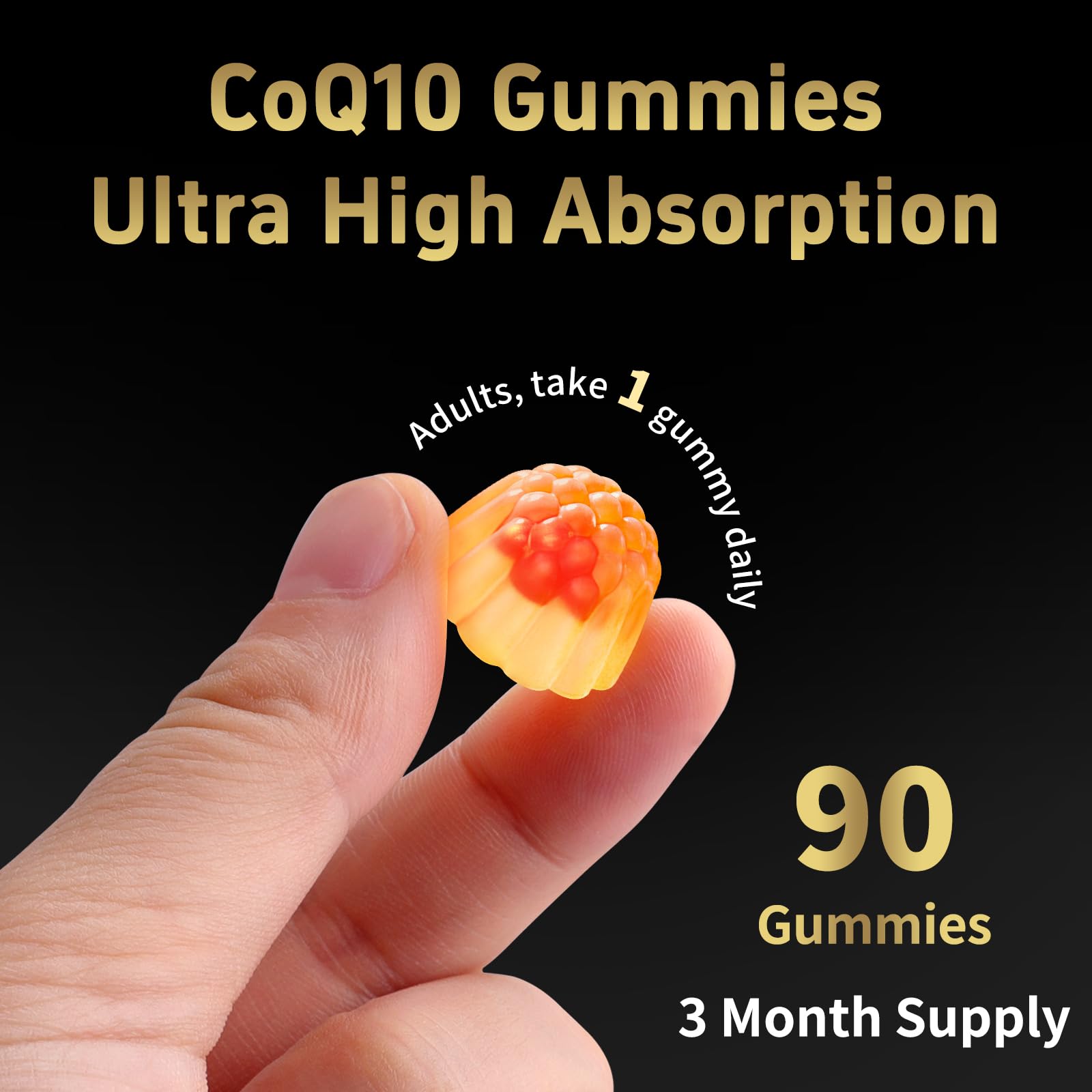 LKINT CoQ10 gummies ingredient panel with natural orange flavor