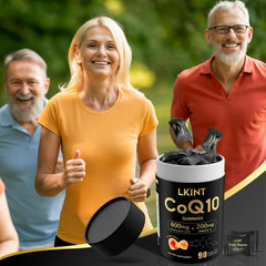 LKINT CoQ10 gummies on-the-go bottle shown for easy daily use