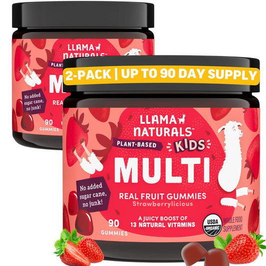 Llama Naturals Kids Multivitamin Gummies Strawberry 2 Pack – front view
