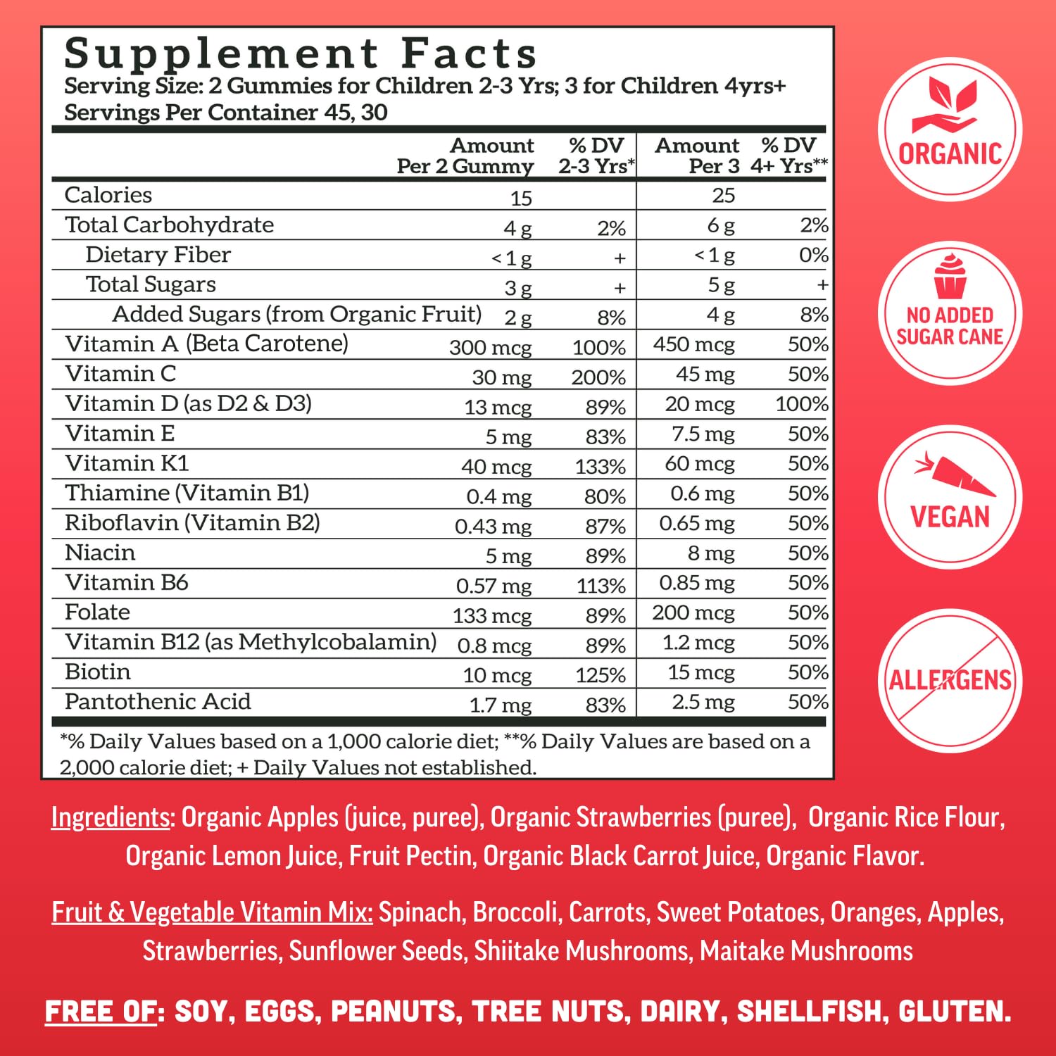 Strawberry-flavored kids multivitamin gummies