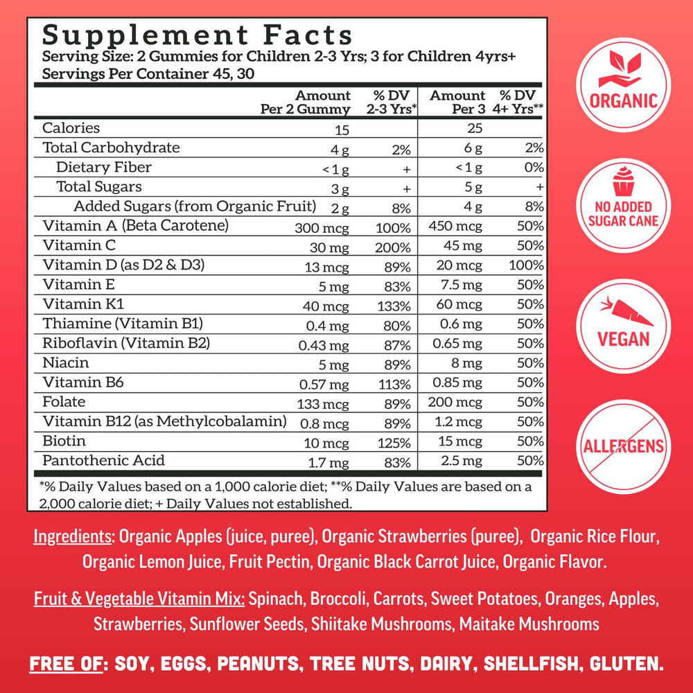 Strawberry-flavored kids multivitamin gummies