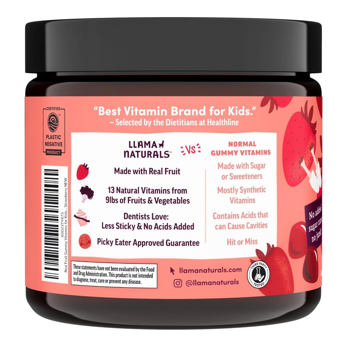 Vegan organic whole-food ingredients in Llama Naturals Kids Multivitamin Gummies