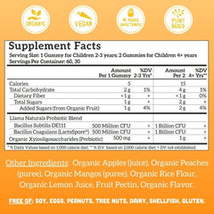 Close up of peach mango probiotic gummies for kids