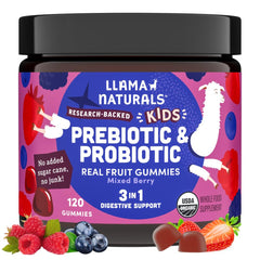 Llama Naturals kids probiotic prebiotic gummies mixed berry flavor hero image
