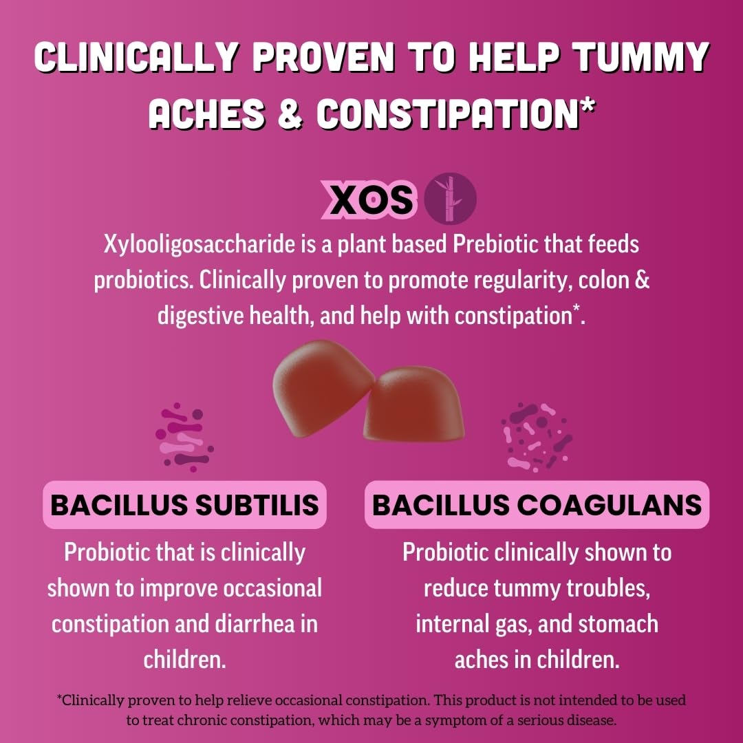 Close-up of ingredients showing probiotics and organic XOS prebiotic