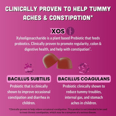 Close-up of ingredients showing probiotics and organic XOS prebiotic