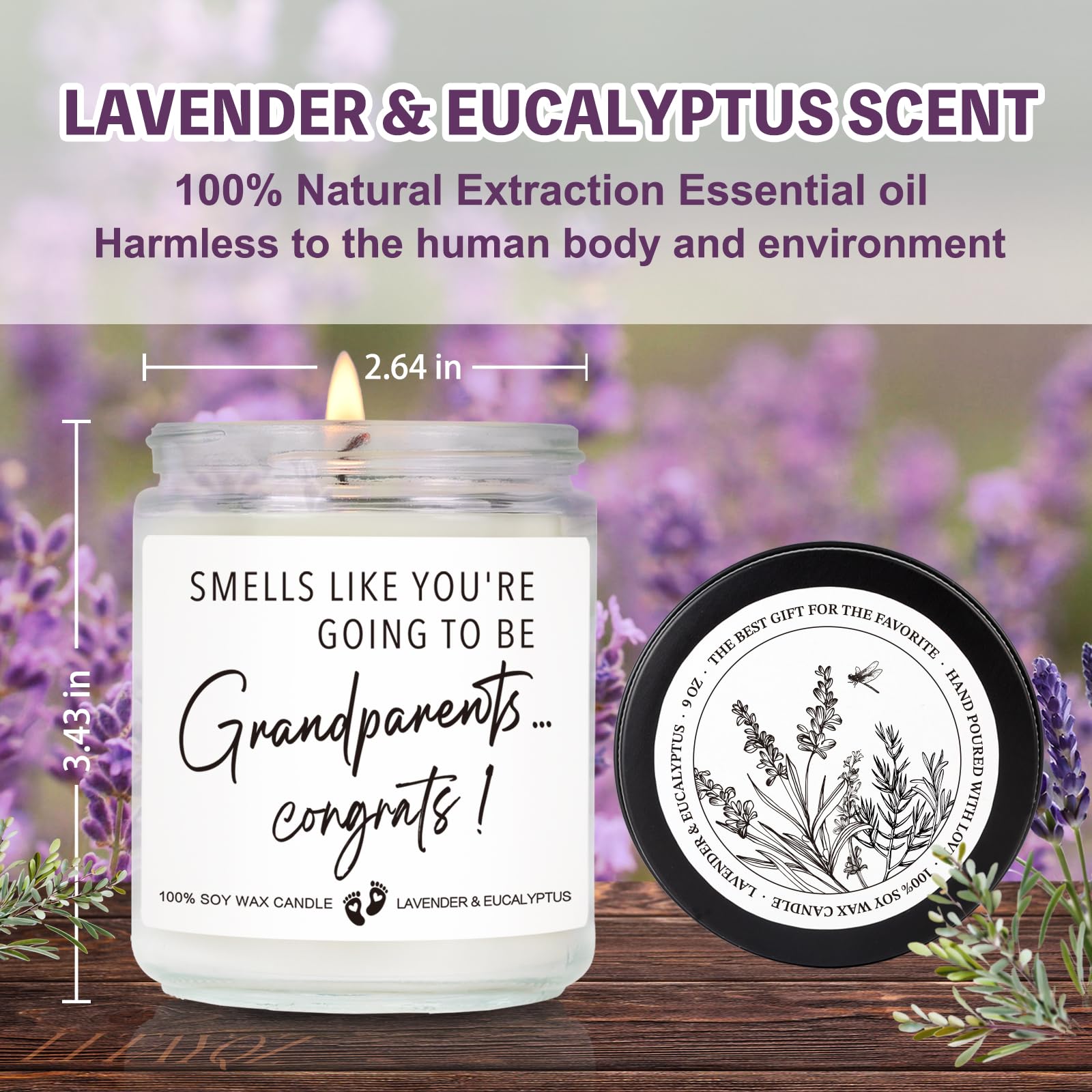 LLTAYQZ lavender eucalyptus candle close-up highlighting calming aroma.