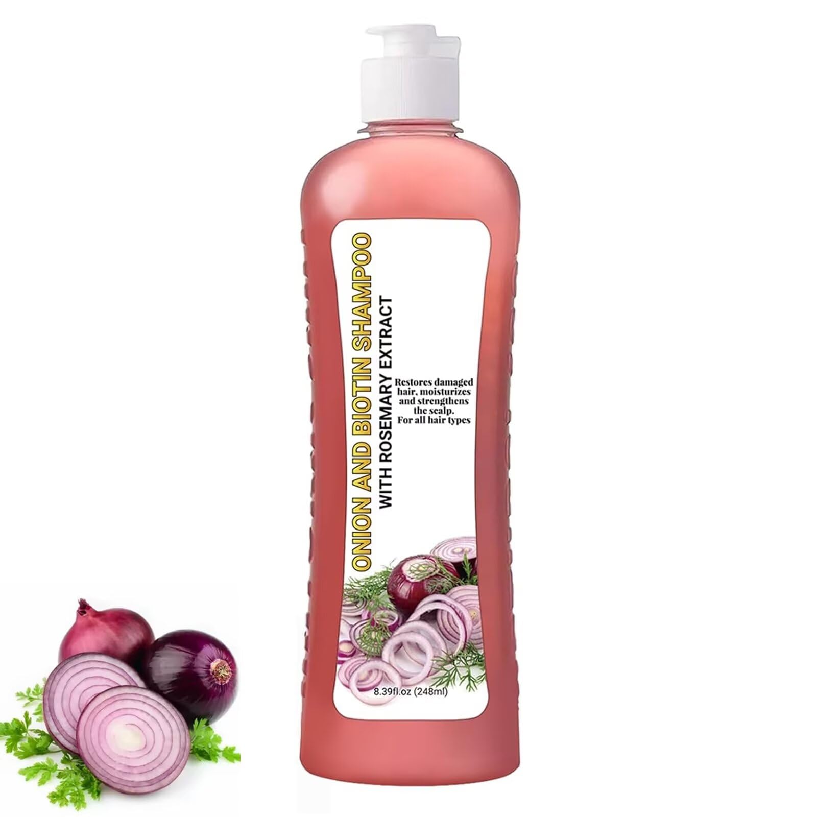 LMDGDS Onion Biotin Rosemary Shampoo bottle with premium packaging and soft hair promise.