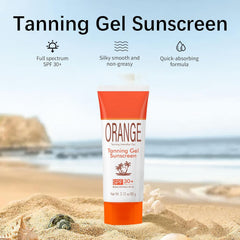 LMDGDS Orange Tanning Gel Sunscreen spreads smoothly for a natural bronze look.