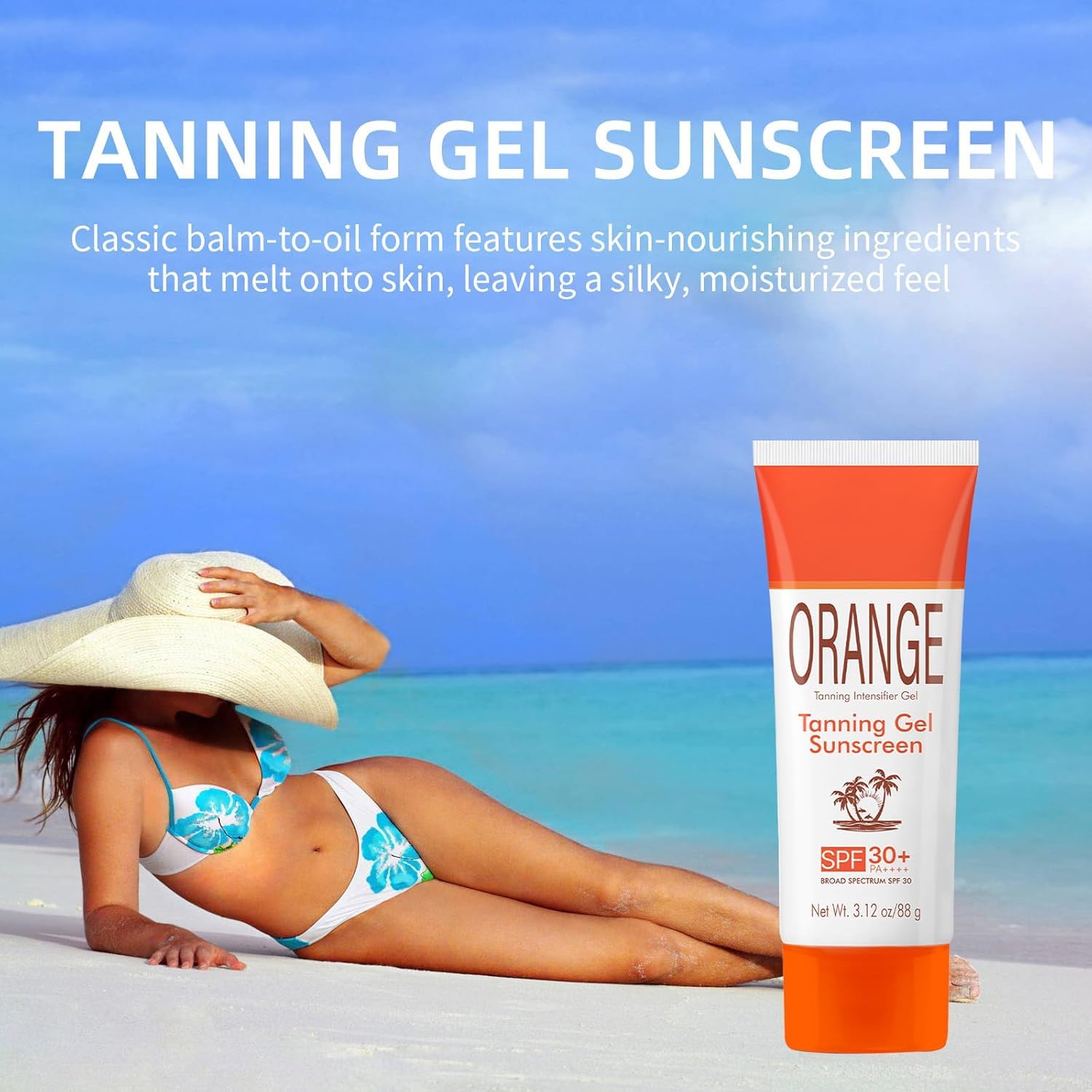 LMDGDS Orange Tanning Gel Sunscreen color guide helps even coverage.
