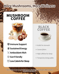 Ladle pouring LMKEZHAN mushroom coffee into a cup