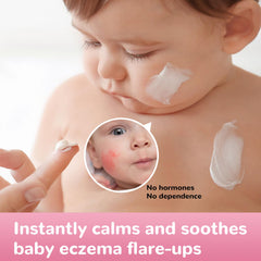 LMNOOP Baby Eczema Relief Cream being gently dabbed onto skin for soothing comfort