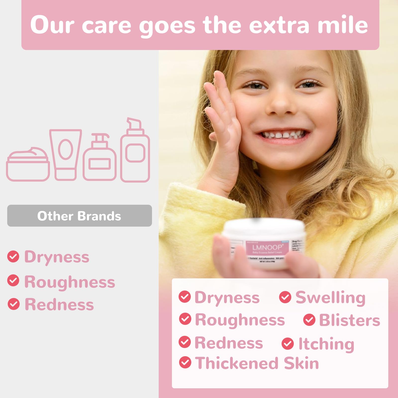 LMNOOP Baby Eczema Relief Cream texture close-up ready for quick absorption