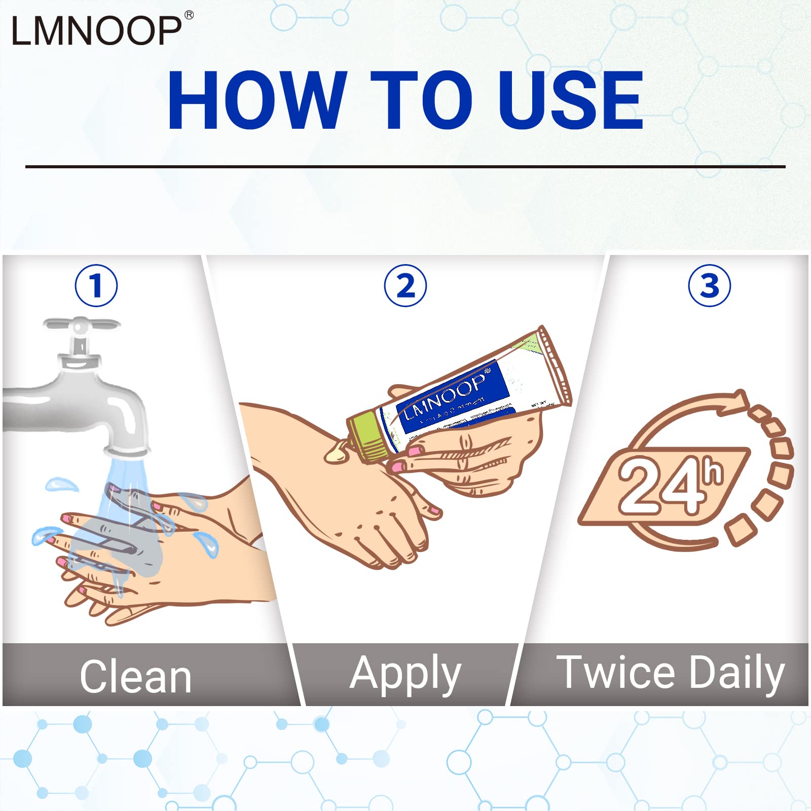 LMNOOP Eczema Cream applied to arm for smooth blending into skin.