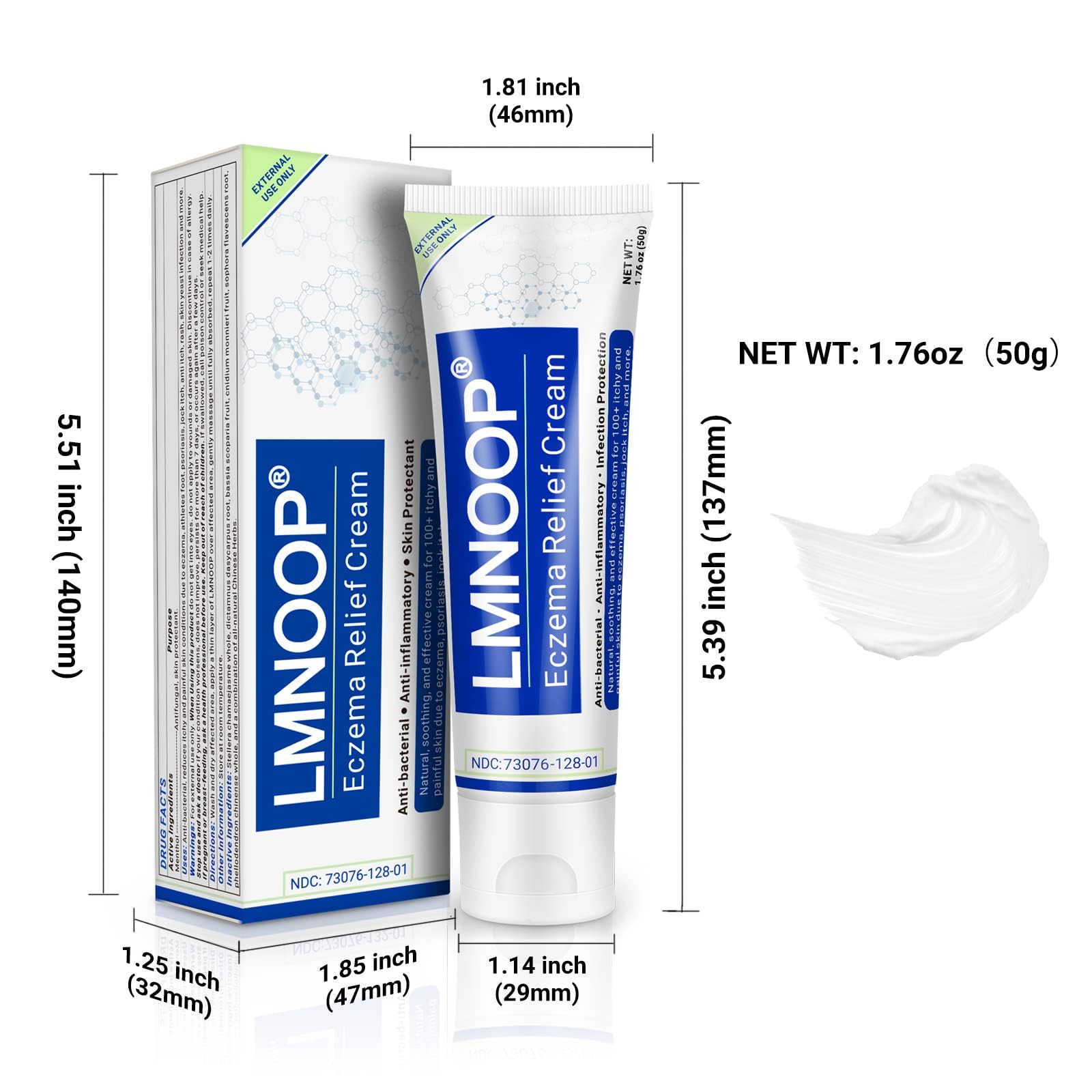 LMNOOP Eczema Cream application on arm demonstrates gentle, quick relief