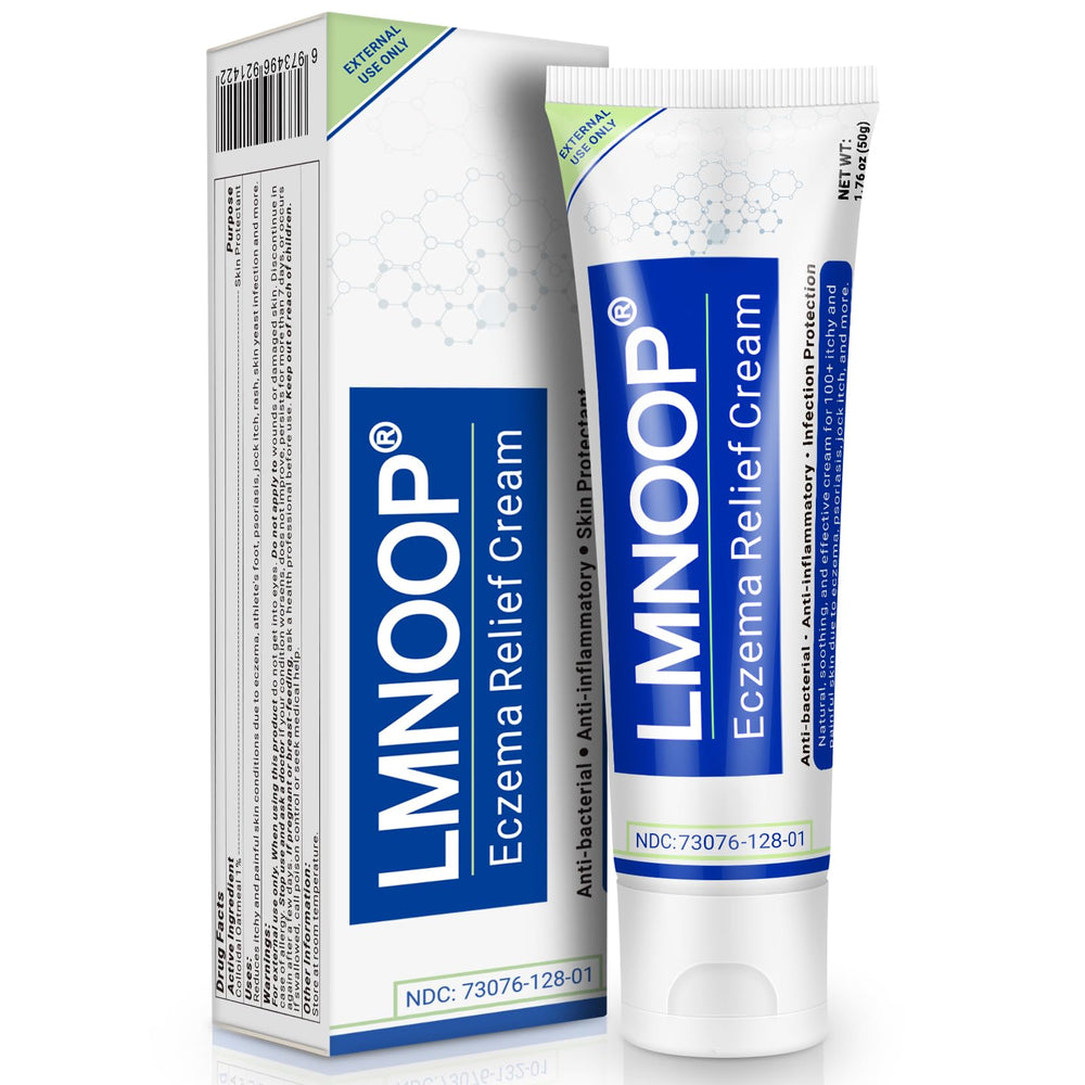 LMNOOP Eczema Cream tube front for convenient daily use on irritated skin.