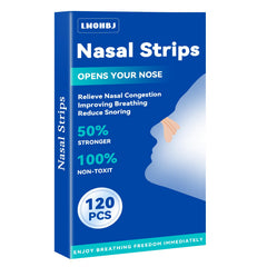 LMOHBJ nasal strips adhesive close-up demonstrating secure hold for uninterrupted sleep