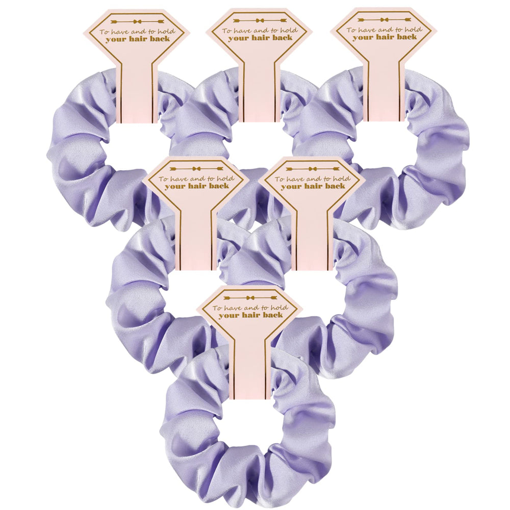 Loanzeg satin bridesmaid scrunchies purple set of 6, soft hold for all-day wear