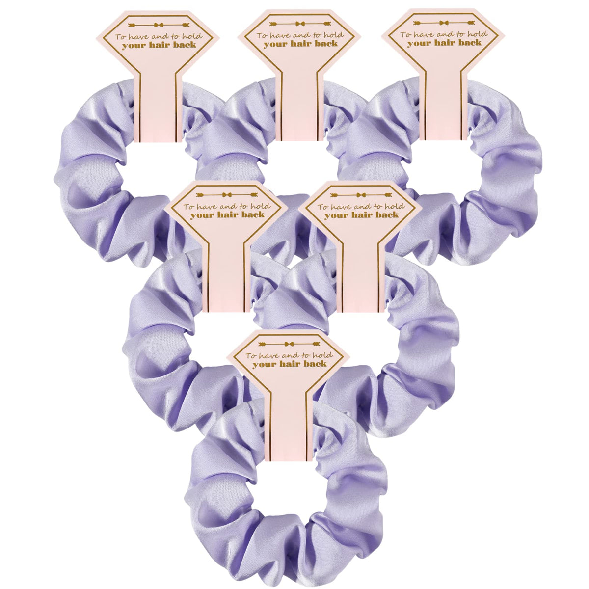 Loanzeg satin bridesmaid scrunchies purple set of 6, soft hold for all-day wear