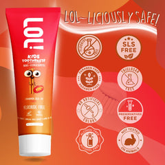 Cinnamon-flavored kids toothpaste label