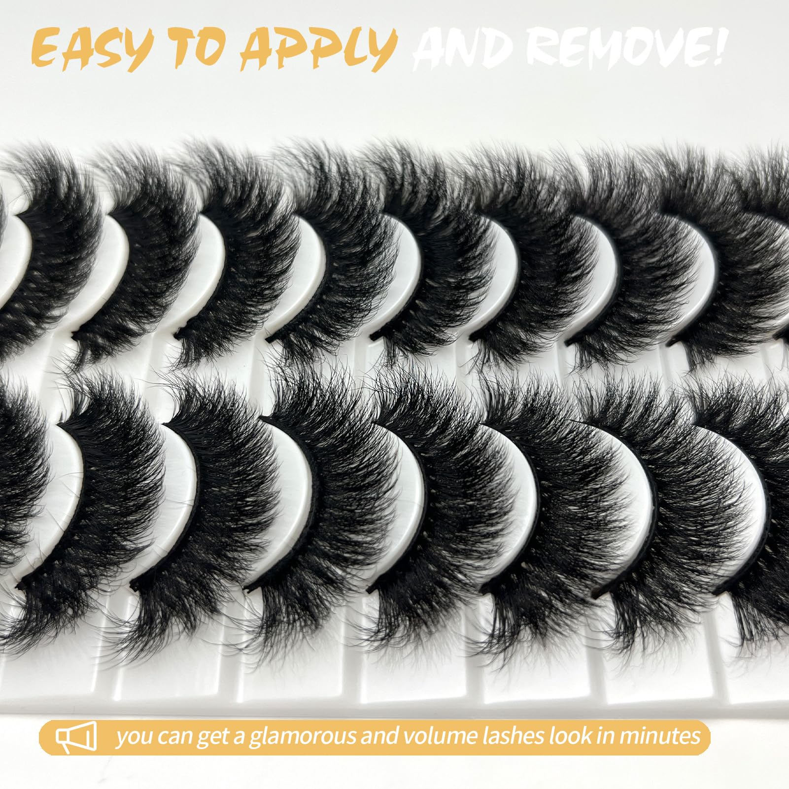 loladook 3D mink lashes with d-curl for bigger-looking eyes.