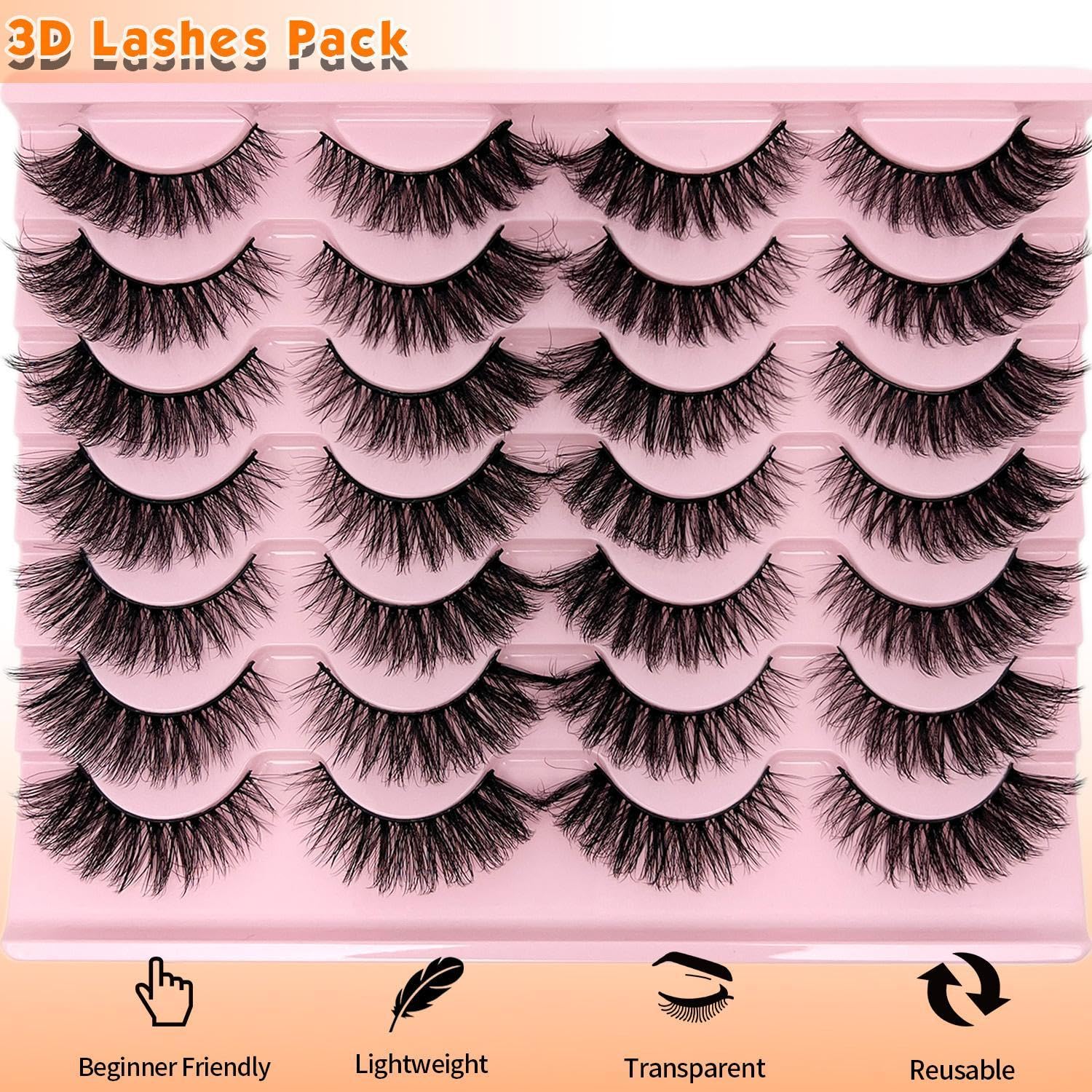 loladook Cat Eye Lashes 14-pair pack reusable up to five times.