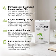 Loma Lux Eczema Pills berry flavor visual for easy daily consumption.