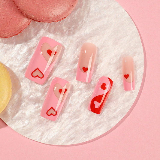 Lomxene press-on nails long square glossy finish for quick elegance