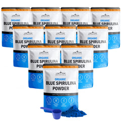 Lone Star Botanicals blue spirulina powder in a jar, vivid smoothie color enhancer.