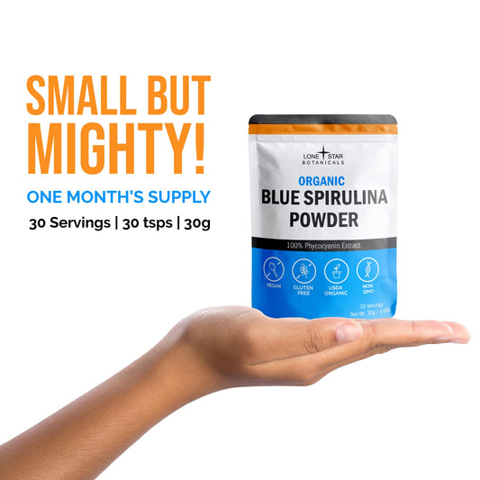 Blue spirulina powder packaging