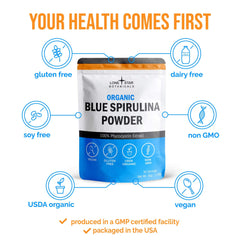 Blue algae powder by Lone Star Botanicals, vegan-friendly coloring option.