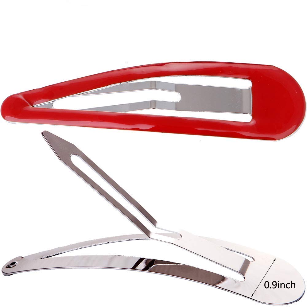 LONEEDY large metal stoving varnish hair clip red, front view, secure hold for thick hair.